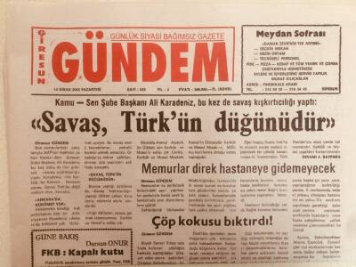 Giresun Gündem Gazetesi 14 Nisan 2003 - Savaş,Türkün Düğünüdür GZ38741 - 1
