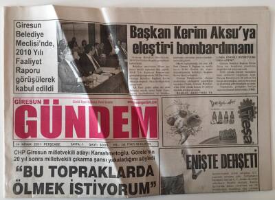 Giresun Gündem Gazetesi 14 Nisan 2011 - Bu Topraklarda Ölmek İstiyorum GZ28878 - 1