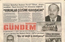 Giresun Gündem Gazetesi 14 Şubat 2006 - Hurşit Yüksel Sorunlar Çözüme Kavuşacak GZ101516 - 1