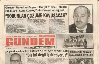 Giresun Gündem Gazetesi 14 Şubat 2006 - Hurşit Yüksel Sorunlar Çözüme Kavuşacak GZ101516 - 1