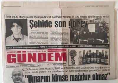 Giresun Gündem Gazetesi 14 Temmuz 2008 - Giresun Şehidine Son Görev GZ28845 - 1