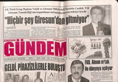 Giresun Gündem Gazetesi 15 Ağustos 2011 - Mehmet Geldi Pirazizlilerle Buluştu GZ108111 - 1