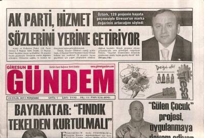 Giresun Gündem Gazetesi 15 Eylül 2011 - Fındık Tekelden Kurtulmalı GZ108286 - 1