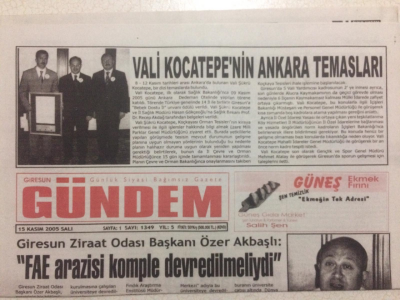 Giresun Gündem Gazetesi 15 Kasım 2005 - Vali Kocatepe Sağlık Bakanı Recep Akdağ İle Görüştü GZ24025 - 1