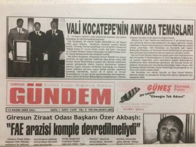 Giresun Gündem Gazetesi 15 Kasım 2005 - Vali Kocatepenin Ankara Temasları GZ32040 - 1