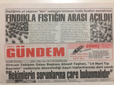 Giresun Gündem Gazetesi 15 Mart 2005 - Fındıkla Fıstığın Arası Açıldı GZ24074 - 1