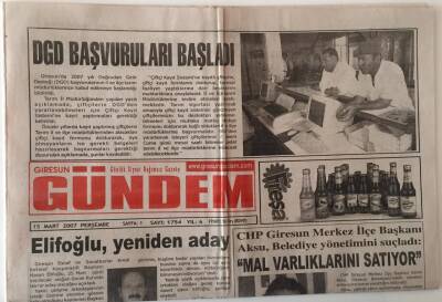 Giresun Gündem Gazetesi 15 Mart 2007 - Esnaf Ve Sanatkarlar Kooperatif Başkanı Hasan Elifoğlu Yeniden Aday GZ28831 - 1