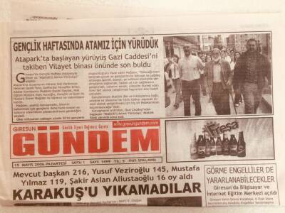 Giresun Gündem Gazetesi 15 Mayıs 2006 - Karakuşu Yıkamadılar GZ38742 - 1