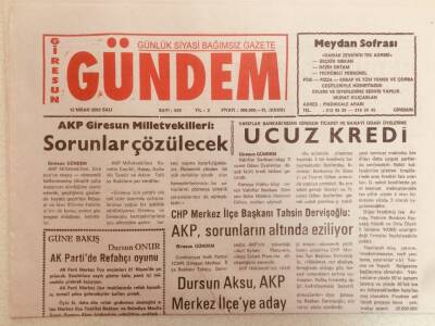 Giresun Gündem Gazetesi 15 Nisan 2003 - AkpSorunlar Çözülecek GZ38740 - 1