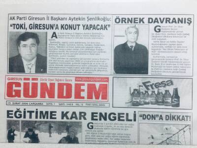 Giresun Gündem Gazetesi 15 Şubat 2006 - Tokiden Giresuna Konut GZ41377 - 1