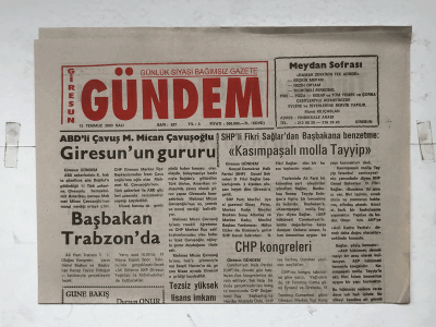Giresun Gündem Gazetesi 15 Temmuz 2003 - Başbakan Trabzon da GZ5730 - 2
