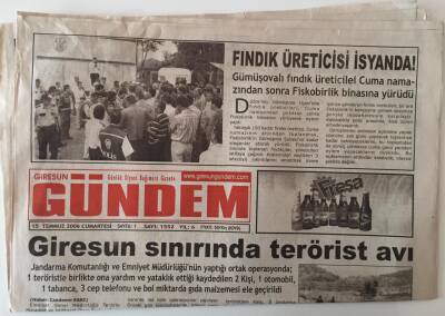 Giresun Gündem Gazetesi 15 Temmuz 2006 - Giresun Sınırında Terörist Avı GZ28894 - 1