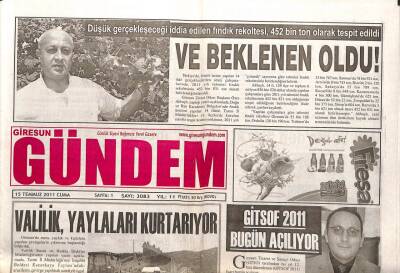 Giresun Gündem Gazetesi 15 Temmuz 2011 - Valilik Yaylaları Kurtarıyor GZ108077 - 1