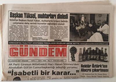 Giresun Gündem Gazetesi 16 Ağustos 2007 - Belediye Başkanı Hurşit Yüksel Muhtarları Dinledi GZ28869 - 1