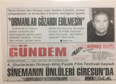 Giresun Gündem Gazetesi 16 Eylül 2005 - Ormanlar Göz ardı Edilmesin GZ23953 - 1