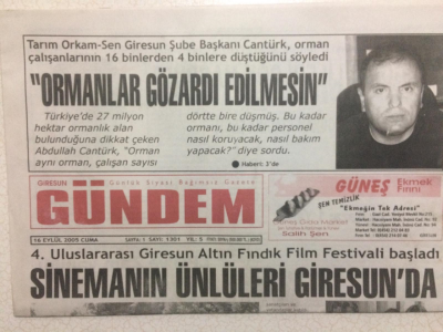 Giresun Gündem Gazetesi 16 Eylül 2005 - Sinemanın Ünlüleri Giresunda GZ23951 - 1