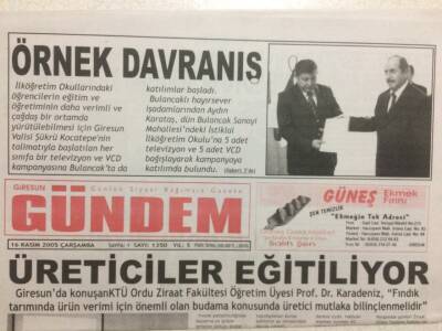Giresun Gündem Gazetesi 16 Kasım 2005 Üreticiler Eğitiliyor GZ32039 - 1