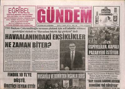 Giresun Gündem Gazetesi 16 Kasım 2016 - AKP,Fındık Baronlarının Ekmeğine Yağ Sürüyor GZ93768 - 1