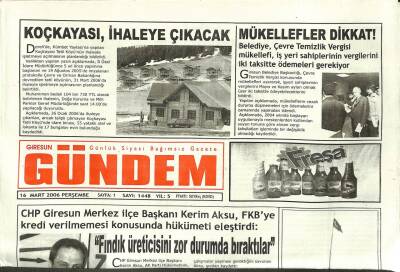 Giresun Gündem Gazetesi 16 Mart 2006 - Görele Helvası Tanıtım Bekliyor GZ109300 - 1