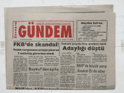 Giresun Gündem Gazetesi 16 Mayıs 2003 - Giresunda Turizm Hazırlığı GZ3900 - 1
