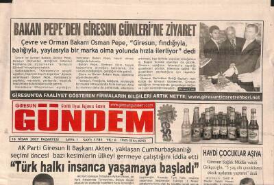Giresun Gündem Gazetesi 16 Nisan 2007 - Bakan Pepeden Giresun Günlerine Ziyaret GZ96089 - 1