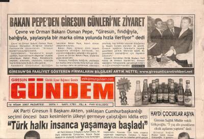 Giresun Gündem Gazetesi 16 Nisan 2007 - Bulancak Belediyesinde Altyapı Çalışmaları... GZ96090 - 1