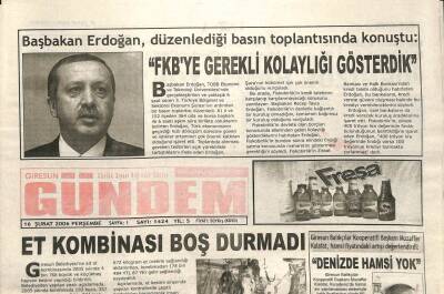 Giresun Gündem Gazetesi 16 Şubat 2006 - Erdoğan FKBye Gerekli Kolaylığı Gösterdik GZ101518 - 1