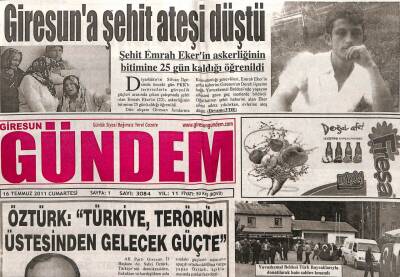 Giresun Gündem Gazetesi 16 Temmuz 2011 - Öztürk Türkiye Terörün Üstesinden Gelecek Güçte GZ108082 - 1