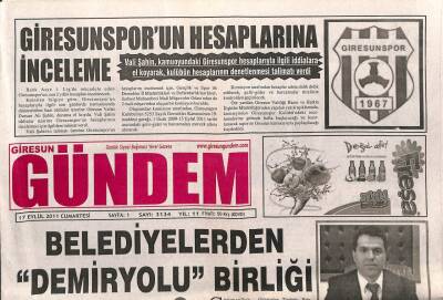 Giresun Gündem Gazetesi 17 Eylül 2011 - Giresunspor Hesaplarına İnceleme GZ108285 - 1