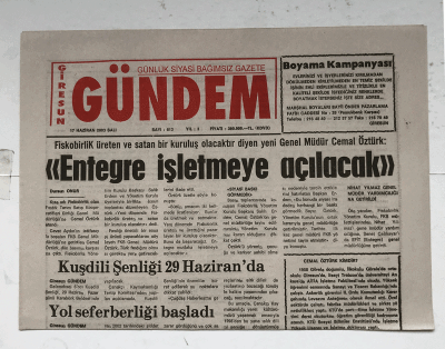 Giresun Gündem Gazetesi 17 Haziran 2003 - Entegre İşletmeye Açılacak GZ5737 - 2