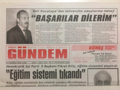 Giresun Gündem Gazetesi 17 Haziran 2005 - Eğitim Sistemi Tıkandı GZ24064 - 1