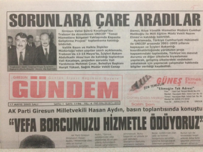 Giresun Gündem Gazetesi 17 Mayıs 2005 - Sorunlara Çare Aradılar GZ24080 - 1
