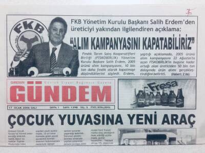 Giresun Gündem Gazetesi 17 Ocak 2006 - Çocuk Yuvasına Yeni Araç GZ41652 - 1