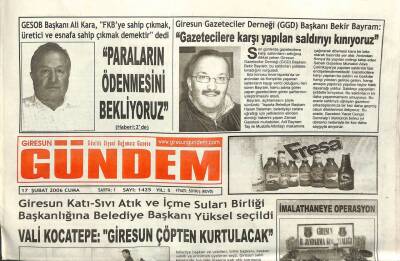 Giresun Gündem Gazetesi 17 Şubat 2006 - Bekir Bayram Gazetecilere Karşı Yapılan Saldırıyı Kınıyoruz GZ109307 - 1