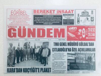 Giresun Gündem Gazetesi - 18 Eylül 2019 - Karadan Koçyiğite Plaket GZ46342 - 2