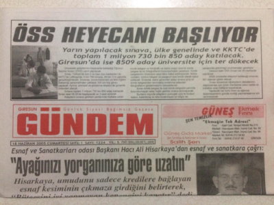 Giresun Gündem Gazetesi 18 Haziran 2005 - ÖSS Heyecanı Başladı GZ24086 - 1