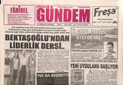 Giresun Gündem Gazetesi 18 Haziran 2015 - SEKAyı Demirel Açmıştı - Bektaşoğlundan Liderlik Dersi... GZ96098 - 1