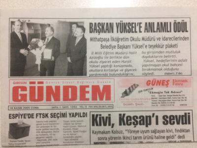 Giresun Gündem Gazetesi 18 Kasım 2005 - Kivi,Keşapı Sevdi GZ24023 - 1