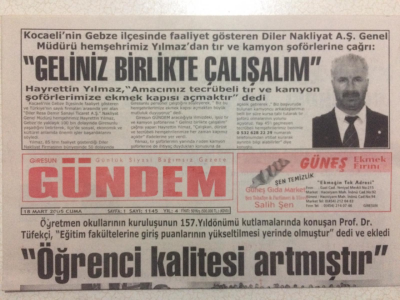 Giresun Gündem Gazetesi 18 Mart 2005 - Öğrenci Kalitesi Artmıştır GZ23985 - 1