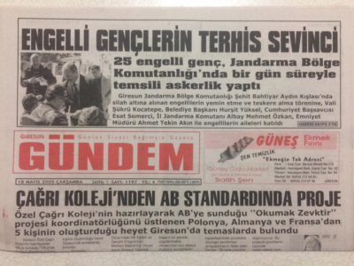 Giresun Gündem Gazetesi 18 Mayıs 2005 - Engelli Gençlerin Terhis Sevinci GZ24085 - 1