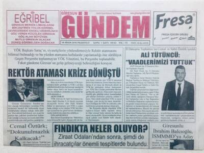Giresun Gündem Gazetesi 18 Nisan 2016 - Rektör Ataması Krize Dönüştü GZ43216 - 2