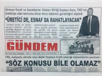 Giresun Gündem Gazetesi 18 Ocak 2006 - Söz Konusu Bile Olamaz GZ41653 - 1