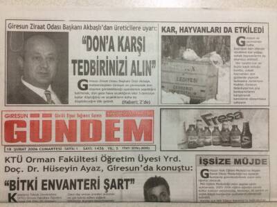 Giresun Gündem Gazetesi 18 Şubat 2006 - Dona Karşı Tedbirinizi Alın GZ35475 - 1