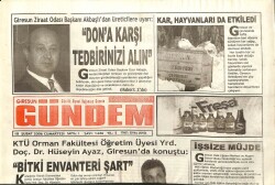 Giresun Gündem Gazetesi 18 Şubat 2006 - Ziraat Odası Başkanı Dona Karşı Tedbirinizi Alın GZ101520 - 2