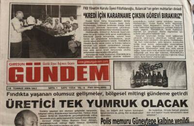 Giresun Gündem Gazetesi 18 Temmuz 2006-Teröristler Giresuna İlerledi GZ45732 - 1
