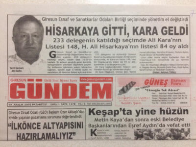 Giresun Gündem Gazetesi 19 Aralık 2005 - Keşapta Yine Hüzün GZ23954 - 1