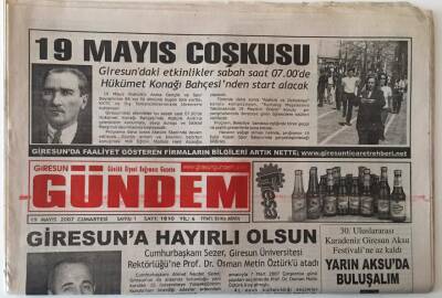 Giresun Gündem Gazetesi 19 Mayıs 2007 - 19 Mayıs Coşkusu ,Giresun Üniversitesi Rektörlüğüne Prof. Dr. Osman Metin Öztürk Atandı GZ28821 - 1