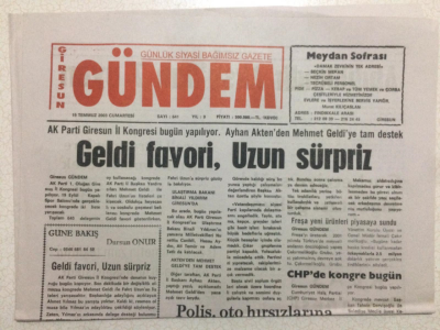 Giresun Gündem Gazetesi 19 Temmuz 2003 - Geldi Favori, Uzun Sürpriz GZ24010 - 1