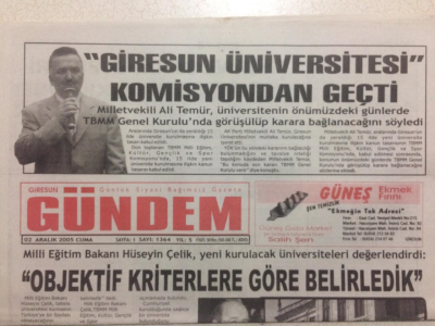 Giresun Gündem Gazetesi 2 Aralık 2005 - Giresun Üniversitesi Komisyondan Geçti GZ24118 - 1