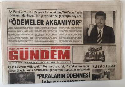 Giresun Gündem Gazetesi 2 Aralık 2006 - Giresunlı Kadınlardan Bakan Çubukçuya Faks GZ28891 - 1